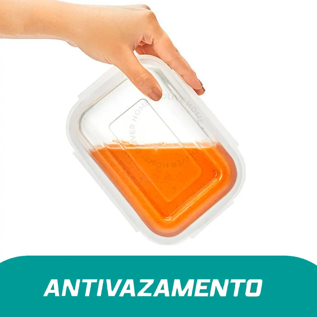 Kit 10 Potes de Vidro 640ml Hermético Marmita Fit com Tampa 4 Travas
